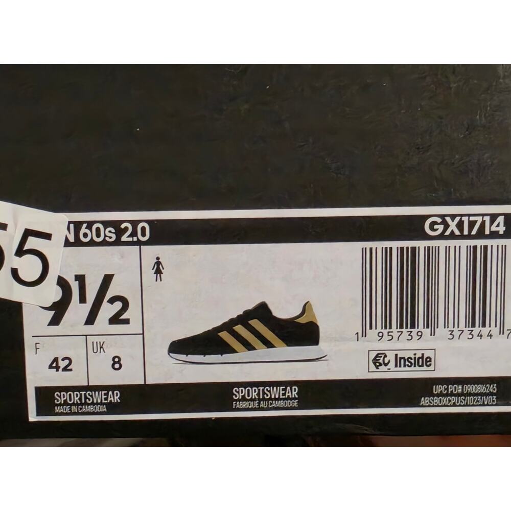 Adidas Run 60s 2.0 Women’s 9.5 – Black/Gold – Brand New in Box - Picture 6 of 6